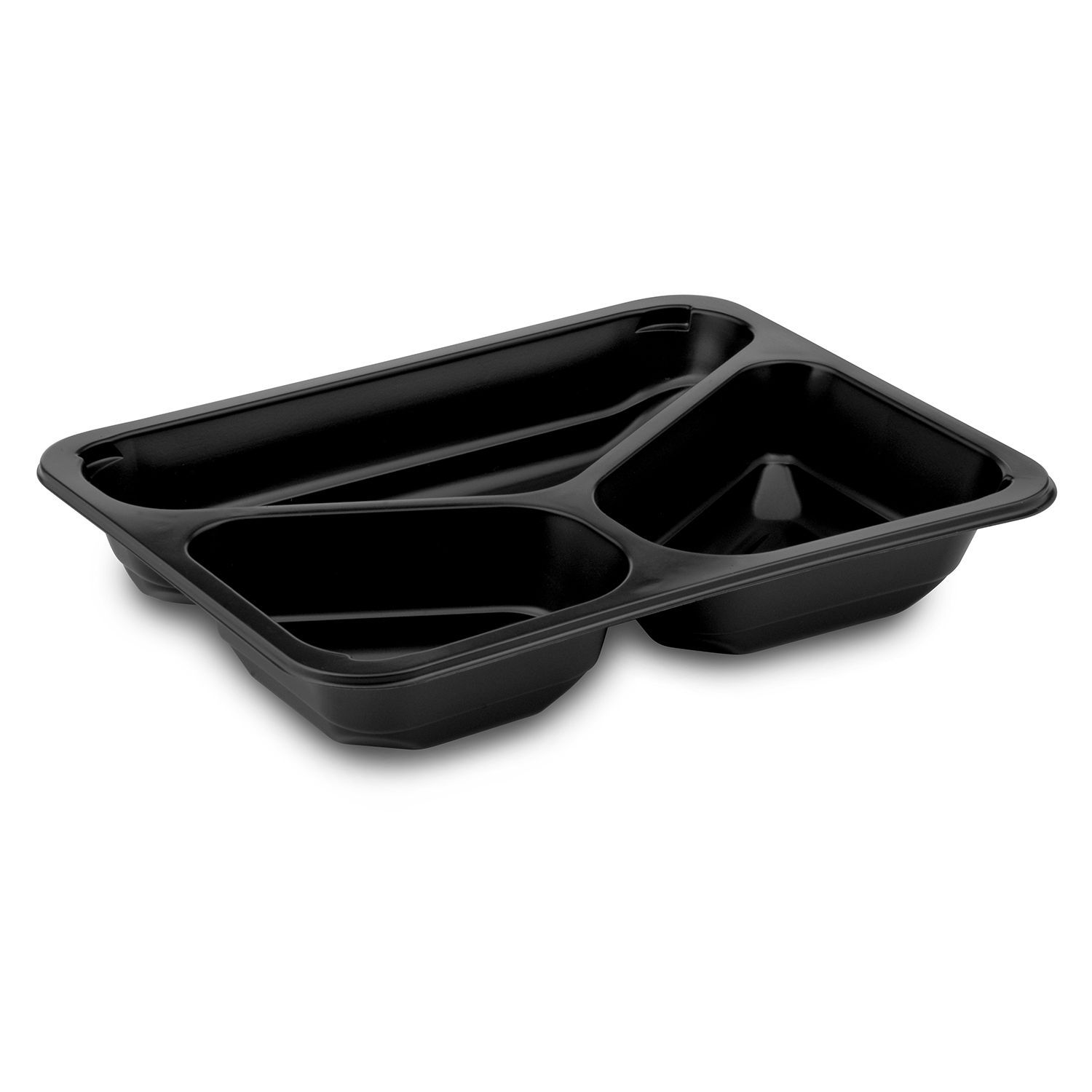 Menü-Schale 3-geteilt PP schwarz 227 x 178 x 40 mm, 980 ml, Packung mit 50 Stück