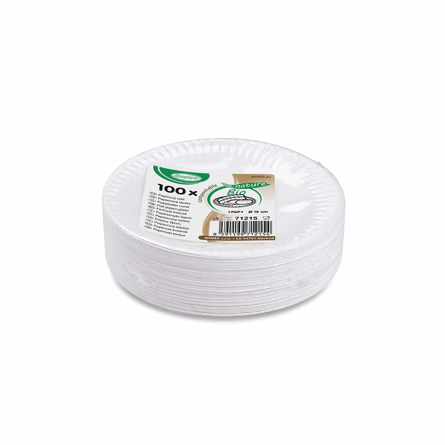 Pappteller aus Papier FSC Mix weiss Ø 15 cm, Packung mit 100 Stück