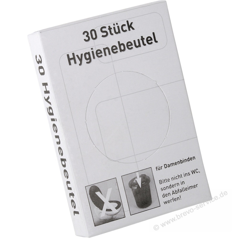 Hygiene-Beutel HDPE weiss 8+6 x 25 cm, Karton mit 1500 Stück