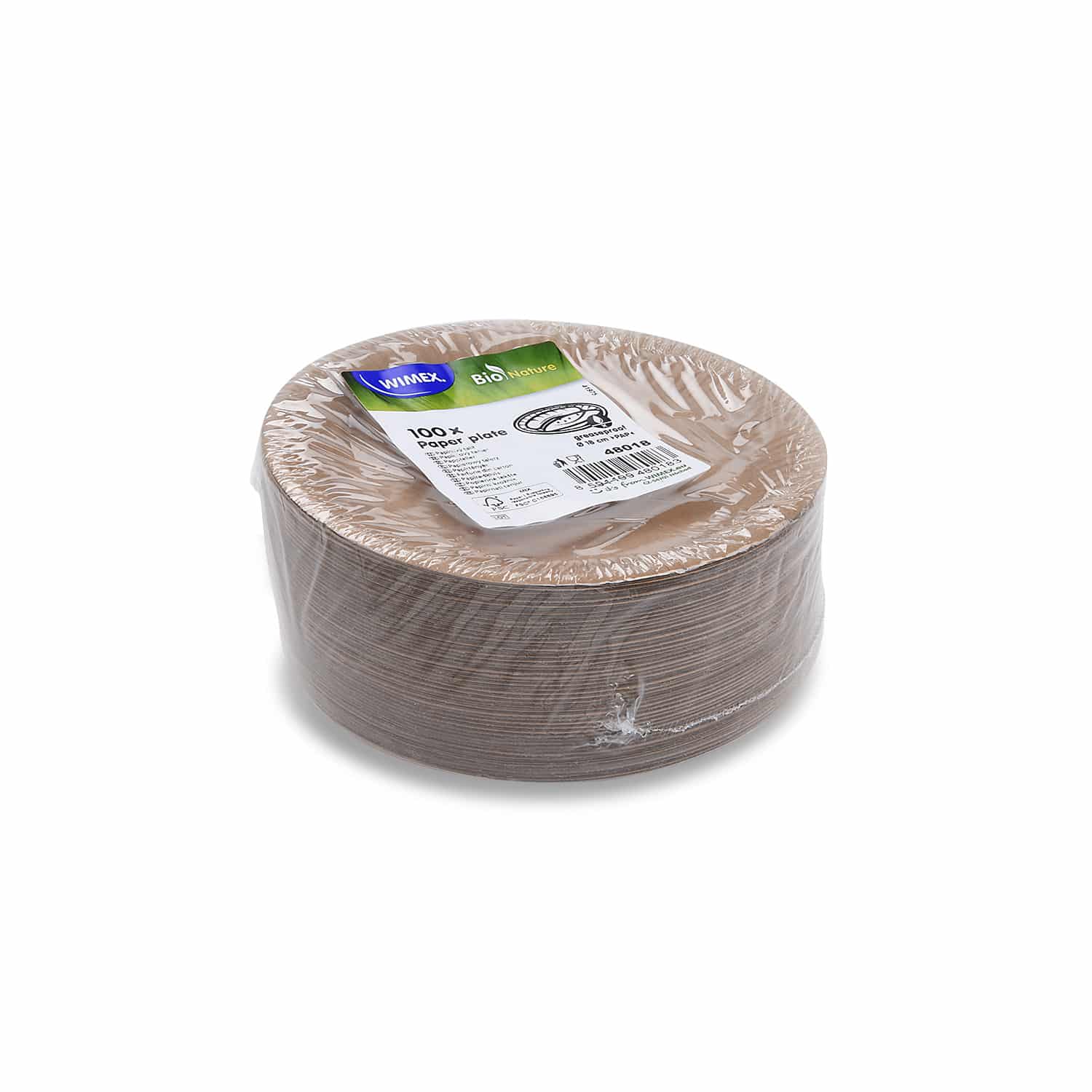 Pappteller Pap FSC Mix Ø 18 cm kraft fettdicht, Packung mit 100 Stück