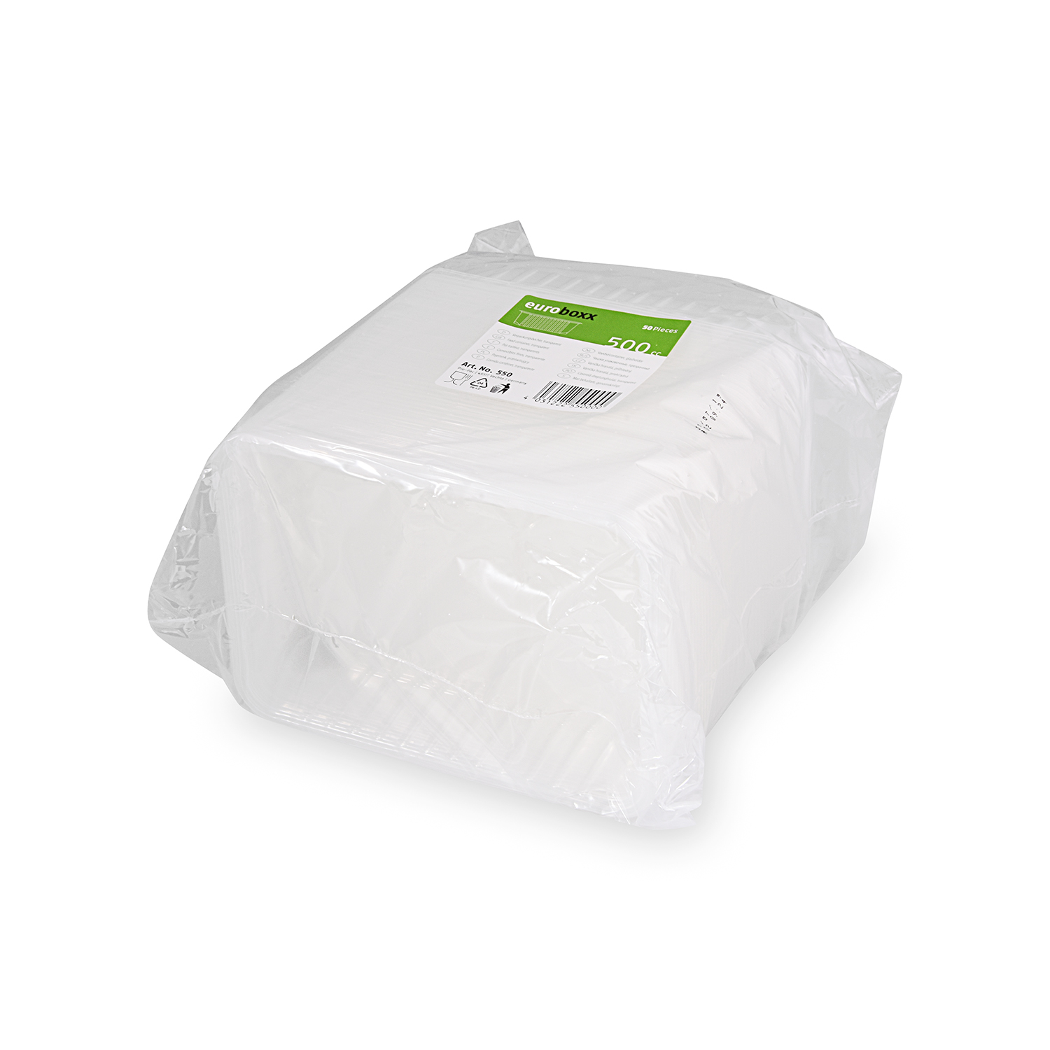 Rechteckschale PP klar 186 x 133 x 36 mm, 500 ml, Packung mit 50 Stück