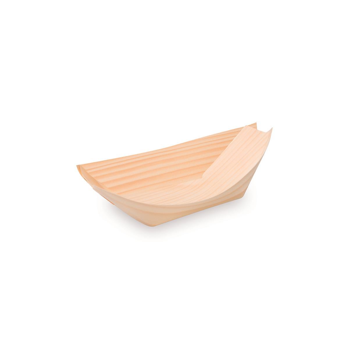 Fingerfood-Schale Holz FSC 100% Schiffchen 13 x 8 cm, Packung mit 100 Stück
