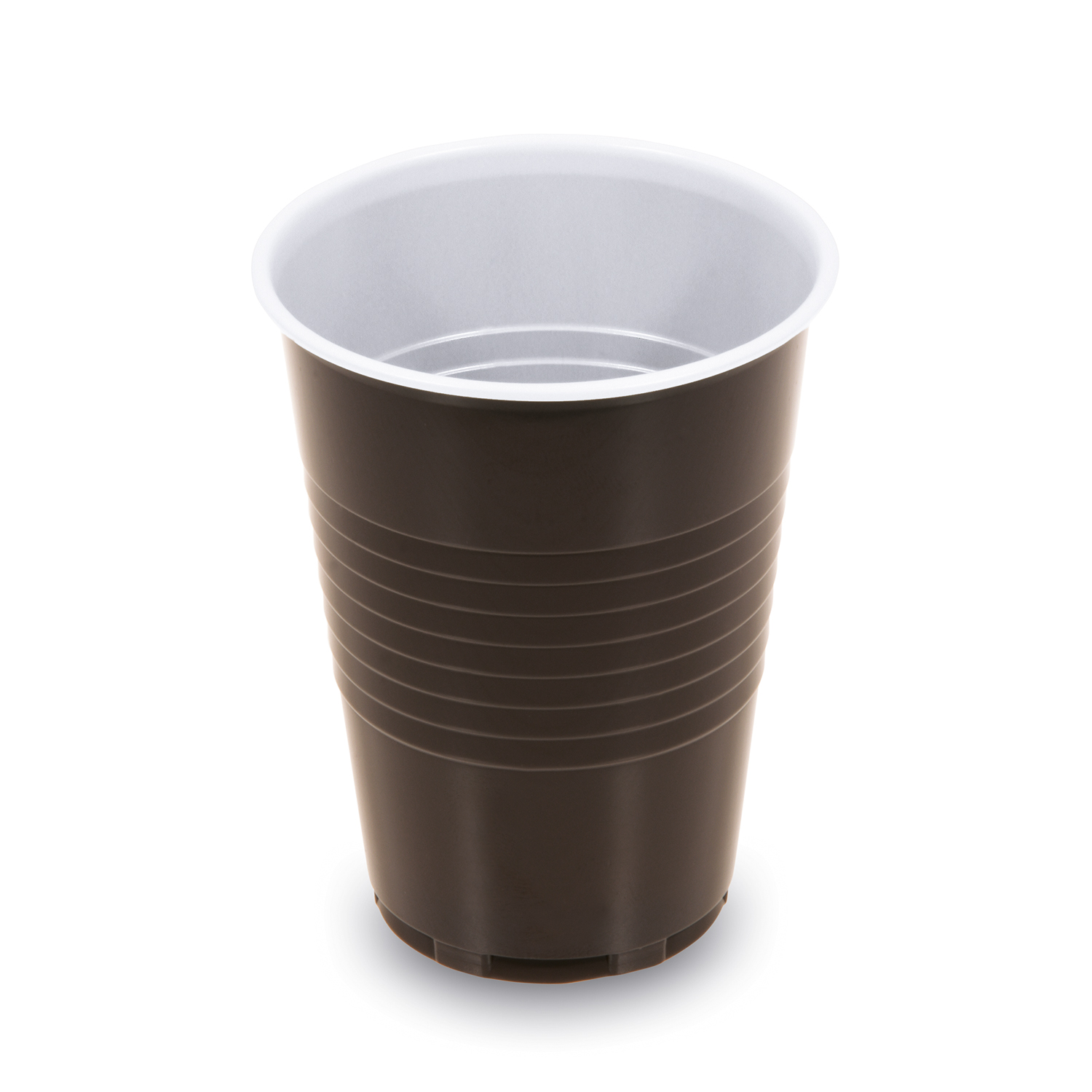 Automatenbecher PS braun/weiss Ø 70 mm 180 ml, Packung mit 100 Stück
