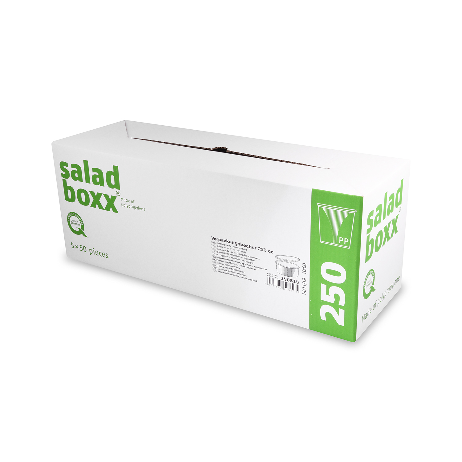 Rundbecher aus PP klar 250 ml Ø 101 x 51 mm mit Deckel, Packung mit 250 Set