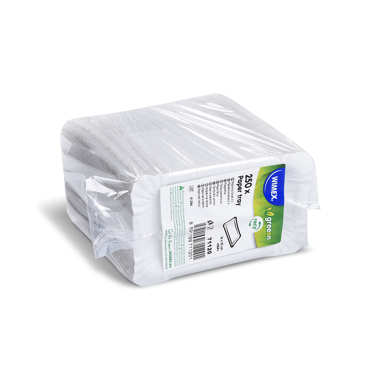 Pappteller aus Recyclingpapier weiss 10 x 16 cm, Packung mit 250 Stück