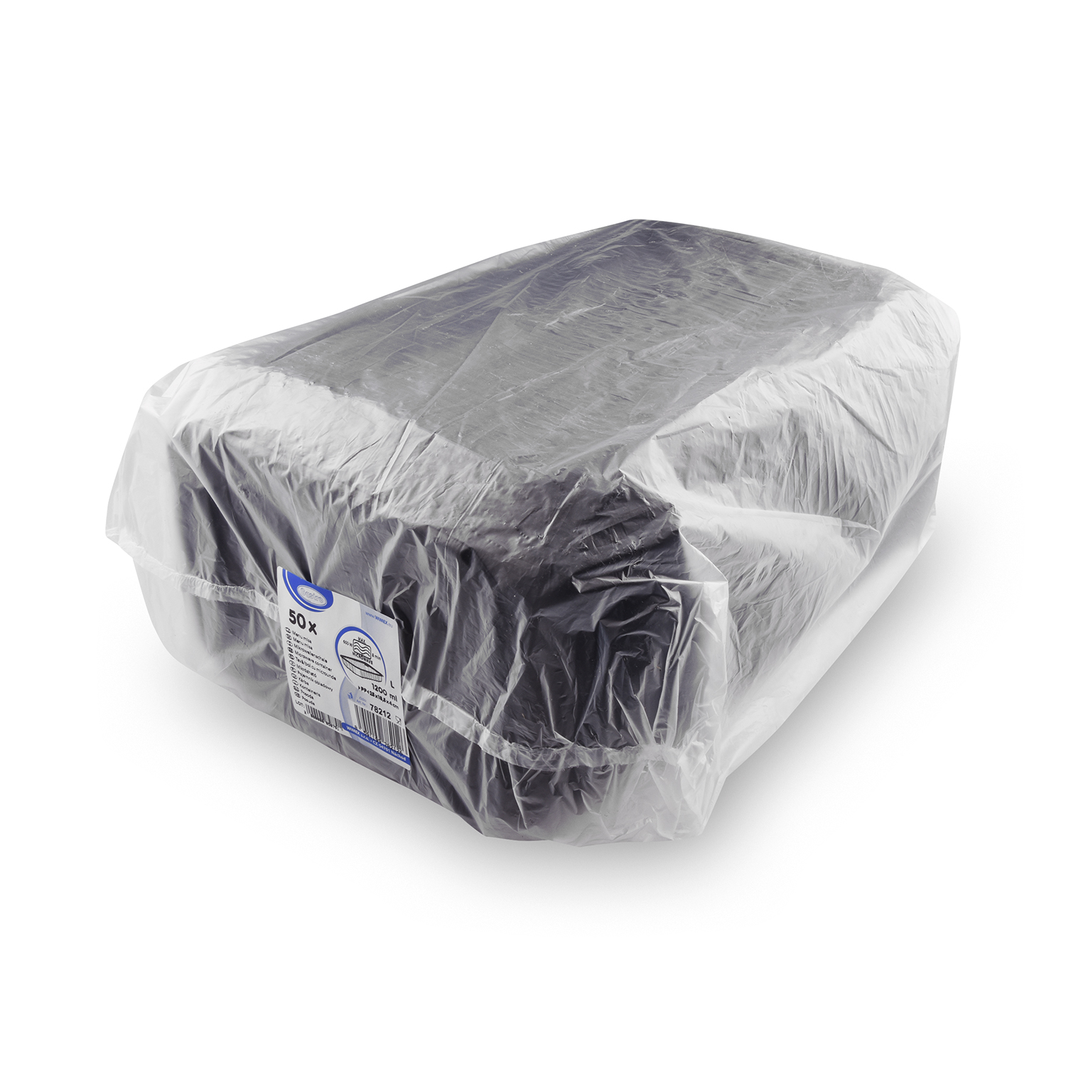 Mikrowellenschale PP ungeteilt schwarz 250 x 185 x 40 mm 1200 ml, Packung mit 50 Stück