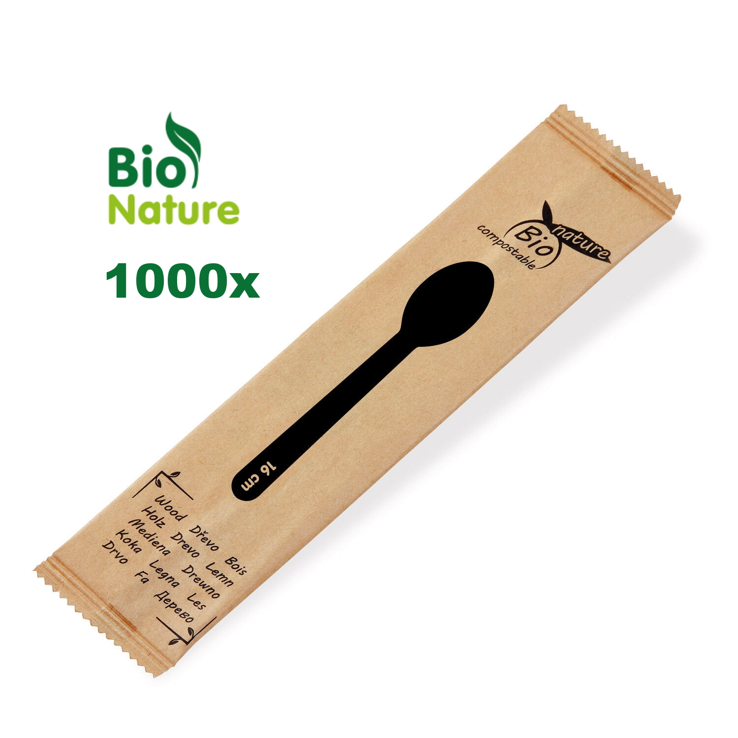 Holzlöffel FSC 100% 16 cm einzeln verpackt, Karton mit 1000 Stück