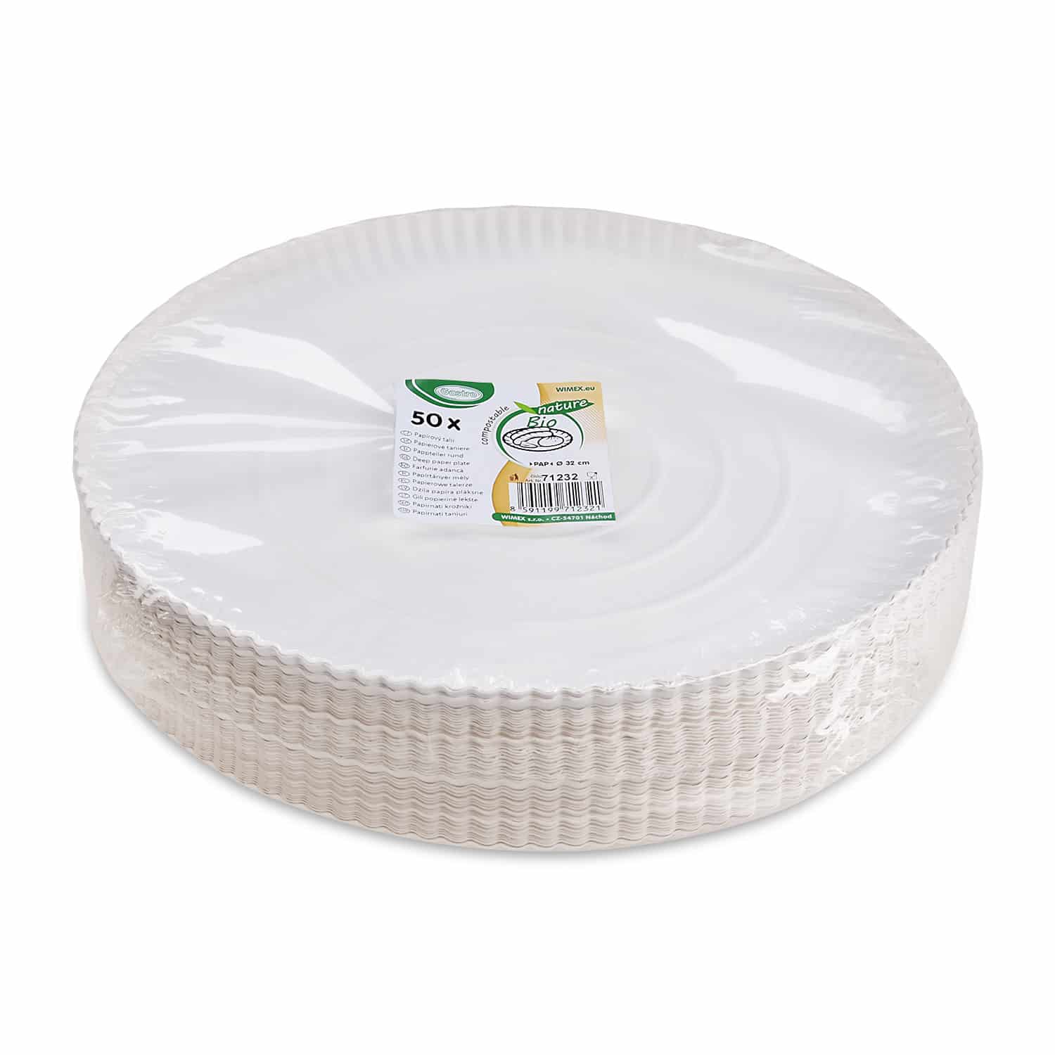 Pappteller FSC Mix tief weiss Ø 32 cm, Packung mit 50 Stück