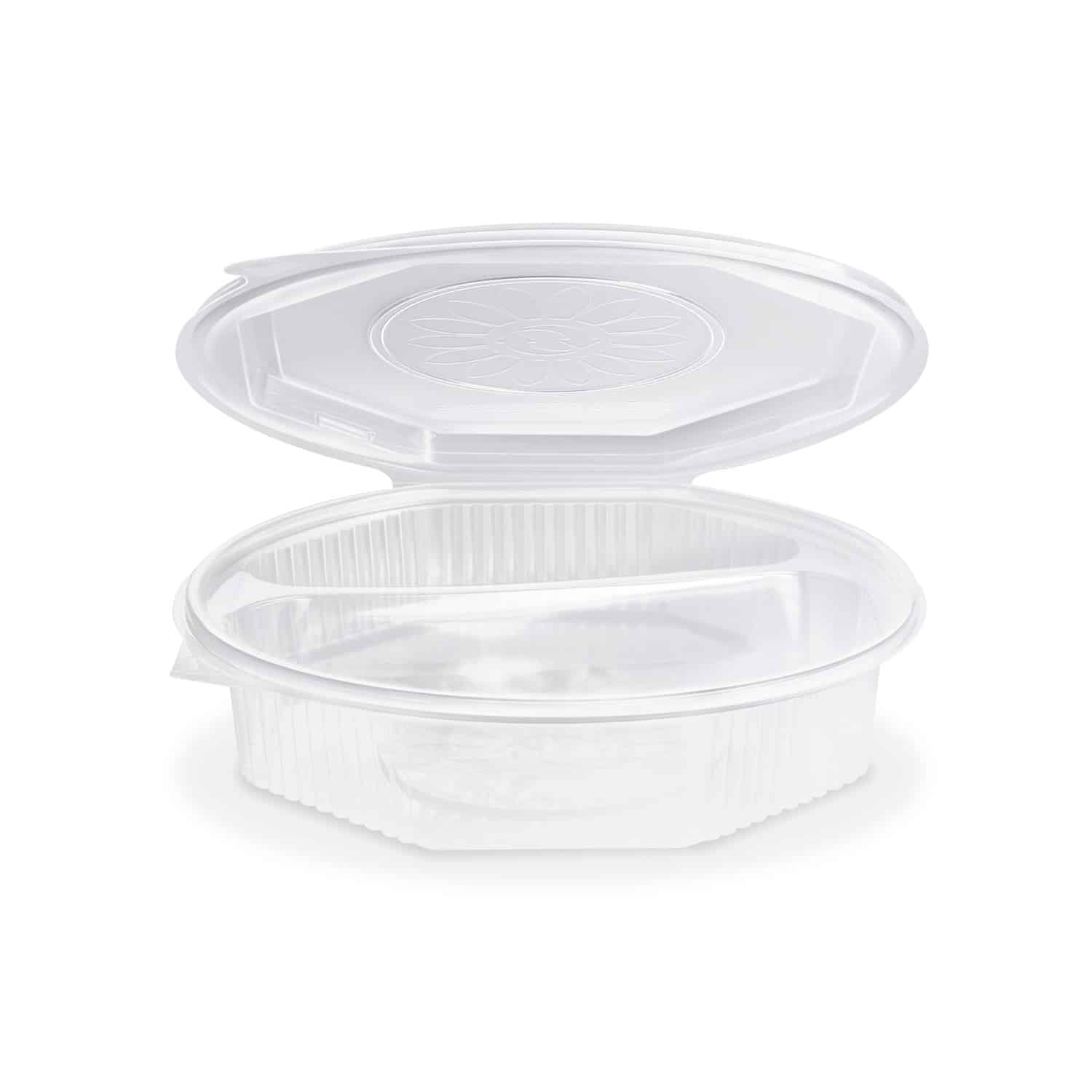 Menü-Schale PP 1000 ml klar, achteckig, 2-geteilt, Packung mit 25 Stück