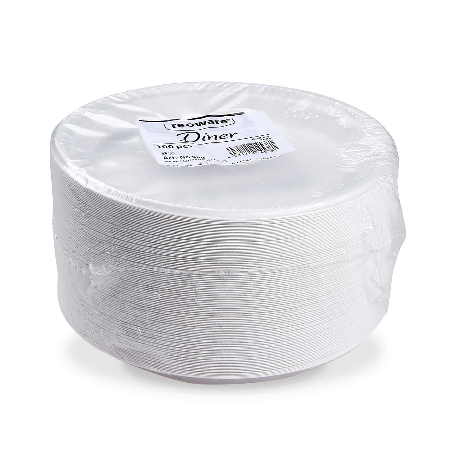Mehrweg Menüteller PP weiss Ø 22 cm, Packung mit 100 Stück