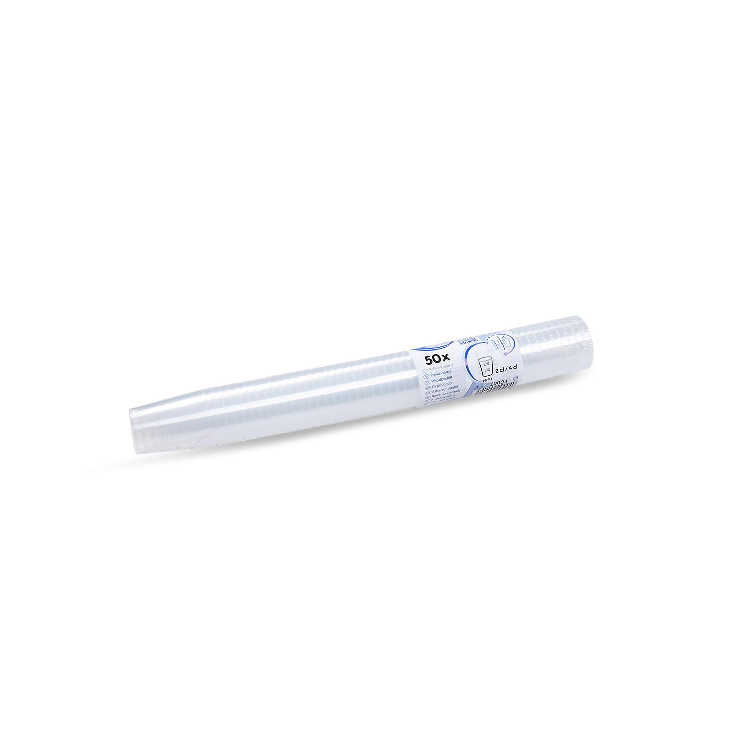 Pfandbecher PP klar Ø 43 mm 2 cl / 4 cl, Packung mit 50 Stück