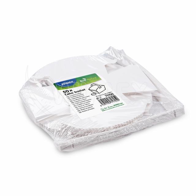 Gebäckkörbchen aus recyceltem Papier weiss 10 x 8 x 6 cm, Packung mit 50 Stück